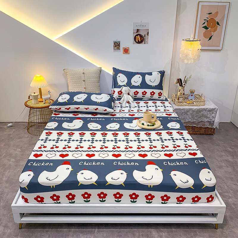 Cotton Elastic Bed Sheet Geometric Printed Fitted Sheet Elastic Bed Linen Mattress Cover Queen King Size bedding set Bedspread