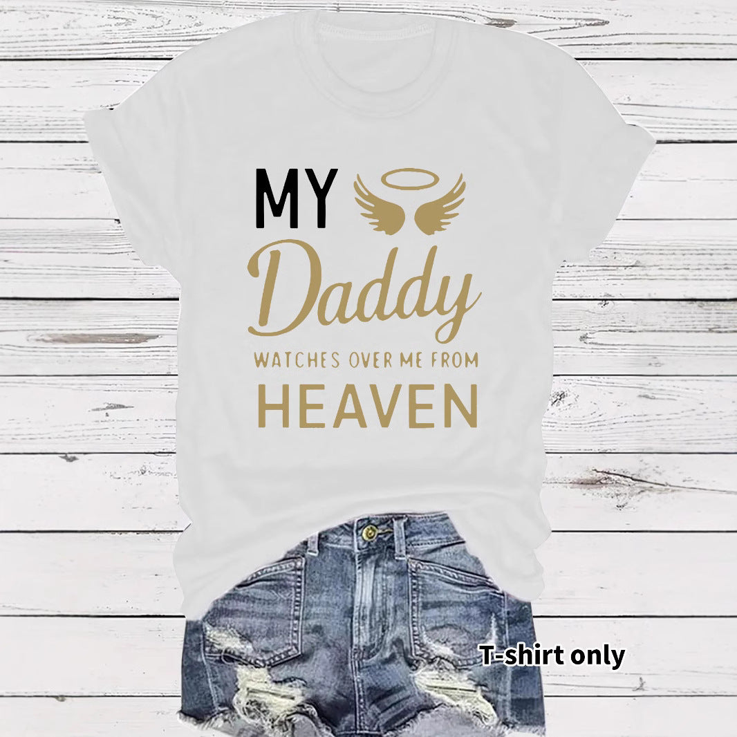 Round neck short sleeved t-shirt with Daddy lettering print