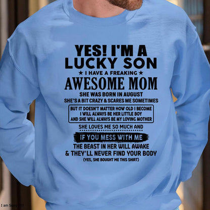 August - I am Lucky Son - Gift For Son From Mom - NGHL08 - (SKU-T1206LMS-08)