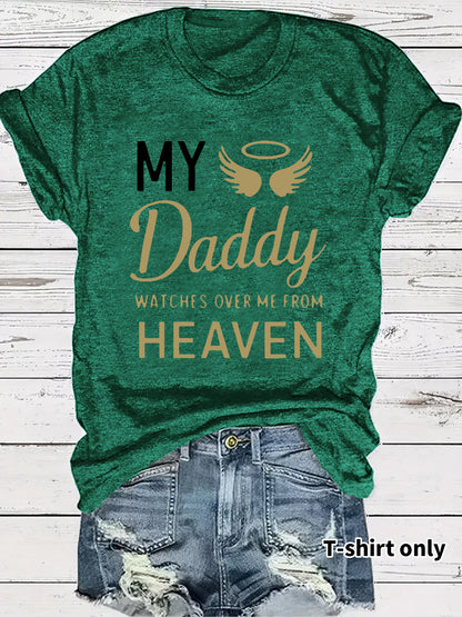 Round neck short sleeved t-shirt with Daddy lettering print