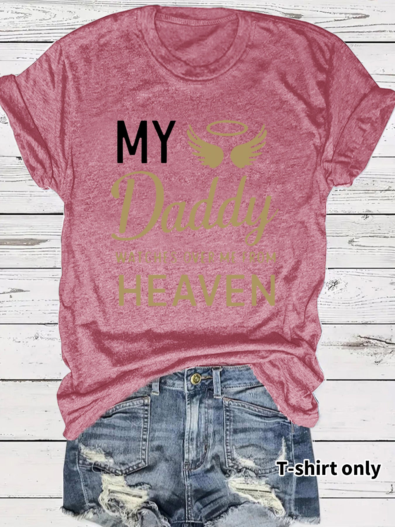 Round neck short sleeved t-shirt with Daddy lettering print