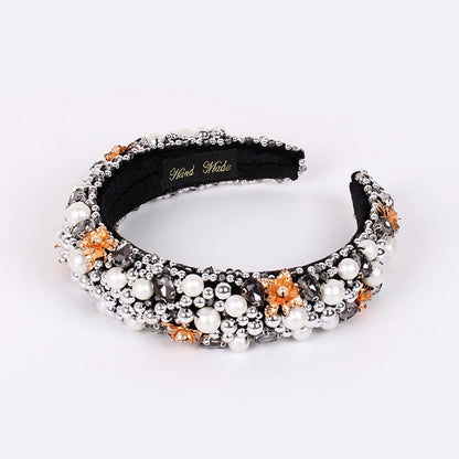 Beaded Hair Hoop Female Baroque Sponge Hair Hoop Hair Accessories New Headwear Head Hoop