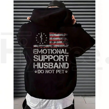 "Emotional Support Husband" – USA Flag Motif Graphic Apparel