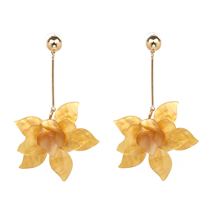 Fashion Jewelry Resin Plant Flowers Drop Earrings for Womens Glod Alloy Long Tassel Earring Brincos Trendy Accessories
