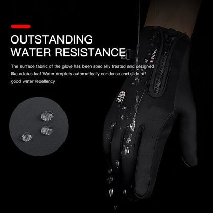 Outdoor cycling men's and women's warm touch screen cold and windproof skiing sports gloves