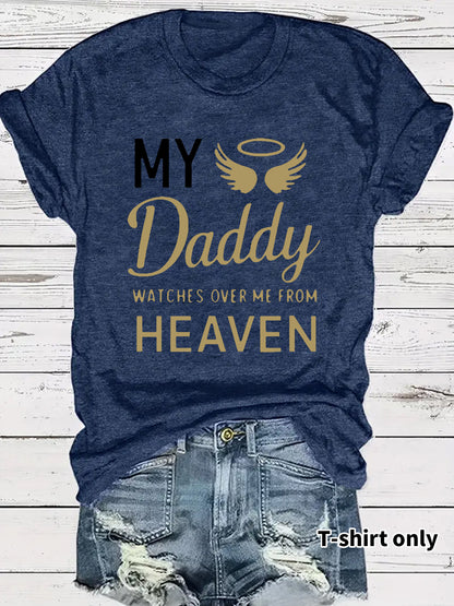 Round neck short sleeved t-shirt with Daddy lettering print
