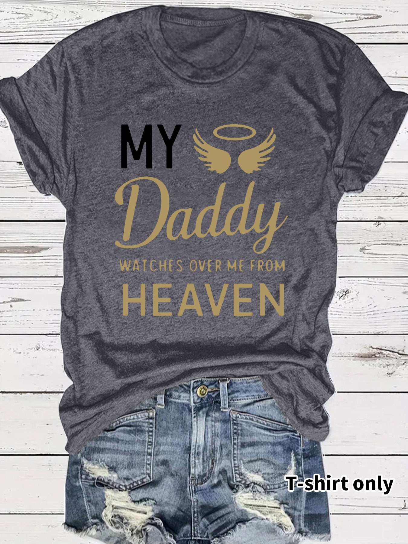 Round neck short sleeved t-shirt with Daddy lettering print