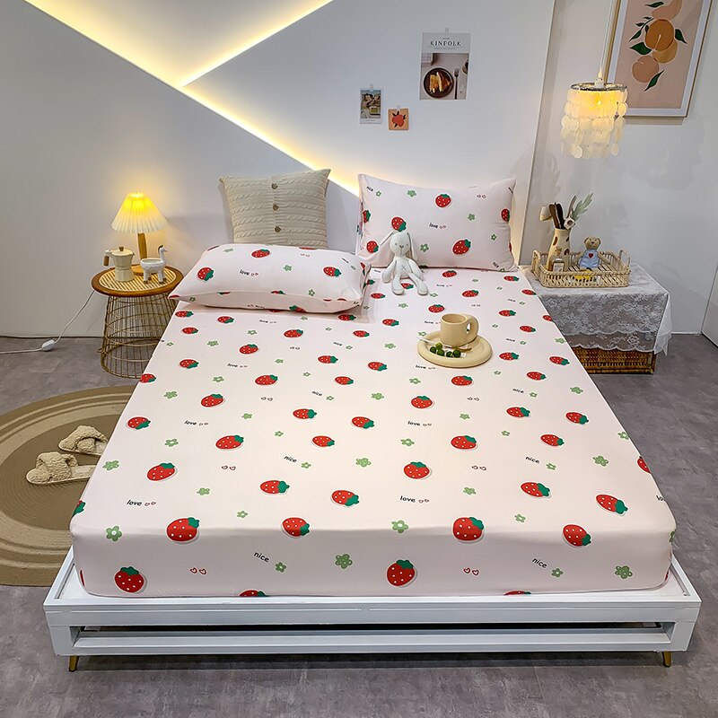Cotton Elastic Bed Sheet Geometric Printed Fitted Sheet Elastic Bed Linen Mattress Cover Queen King Size bedding set Bedspread