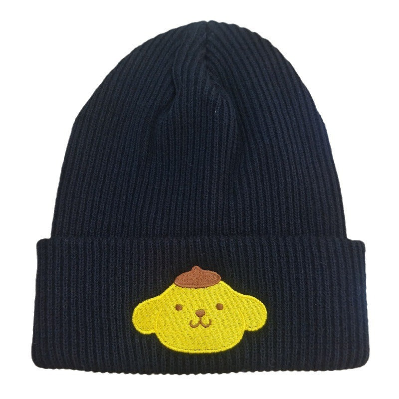 Cute Little Cat Embroidered Knitted Hat European and American Cartoon Cat Woolen Hat Kuromi Warm Hat Couple Pullover Hat
