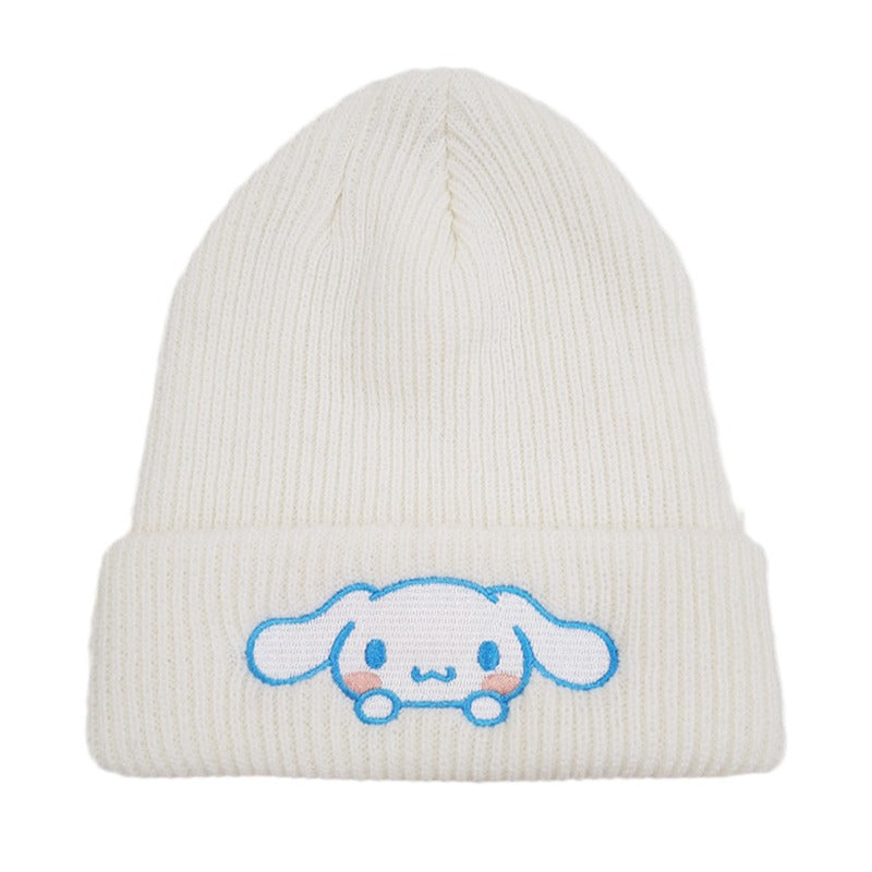 Cute Little Cat Embroidered Knitted Hat European and American Cartoon Cat Woolen Hat Kuromi Warm Hat Couple Pullover Hat