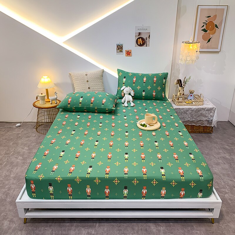 Cotton Elastic Bed Sheet Geometric Printed Fitted Sheet Elastic Bed Linen Mattress Cover Queen King Size bedding set Bedspread