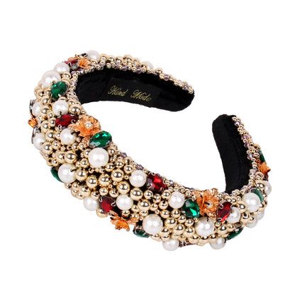 Beaded Hair Hoop Female Baroque Sponge Hair Hoop Hair Accessories New Headwear Head Hoop