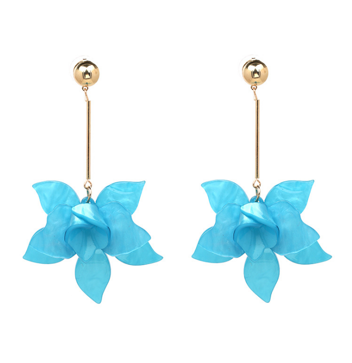 Fashion Jewelry Resin Plant Flowers Drop Earrings for Womens Glod Alloy Long Tassel Earring Brincos Trendy Accessories