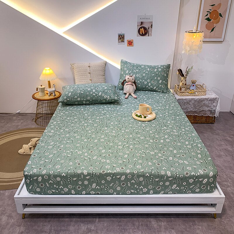Cotton Elastic Bed Sheet Geometric Printed Fitted Sheet Elastic Bed Linen Mattress Cover Queen King Size bedding set Bedspread