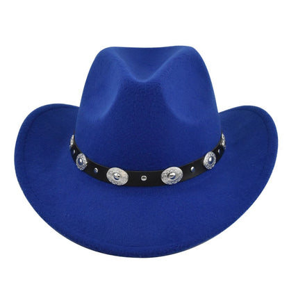 Classic Cowboy Hat Vintage Jazz Hat National Style Fur Top Hat Felt Hat Vintage Imitation Sheep Hat Cowboy Hat