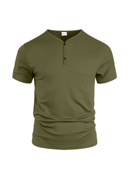Casual Lightweight Regular Fit Men's Solid Color V-Neck Breathable Moisture-Wicking Short Sleeve T-Shirt