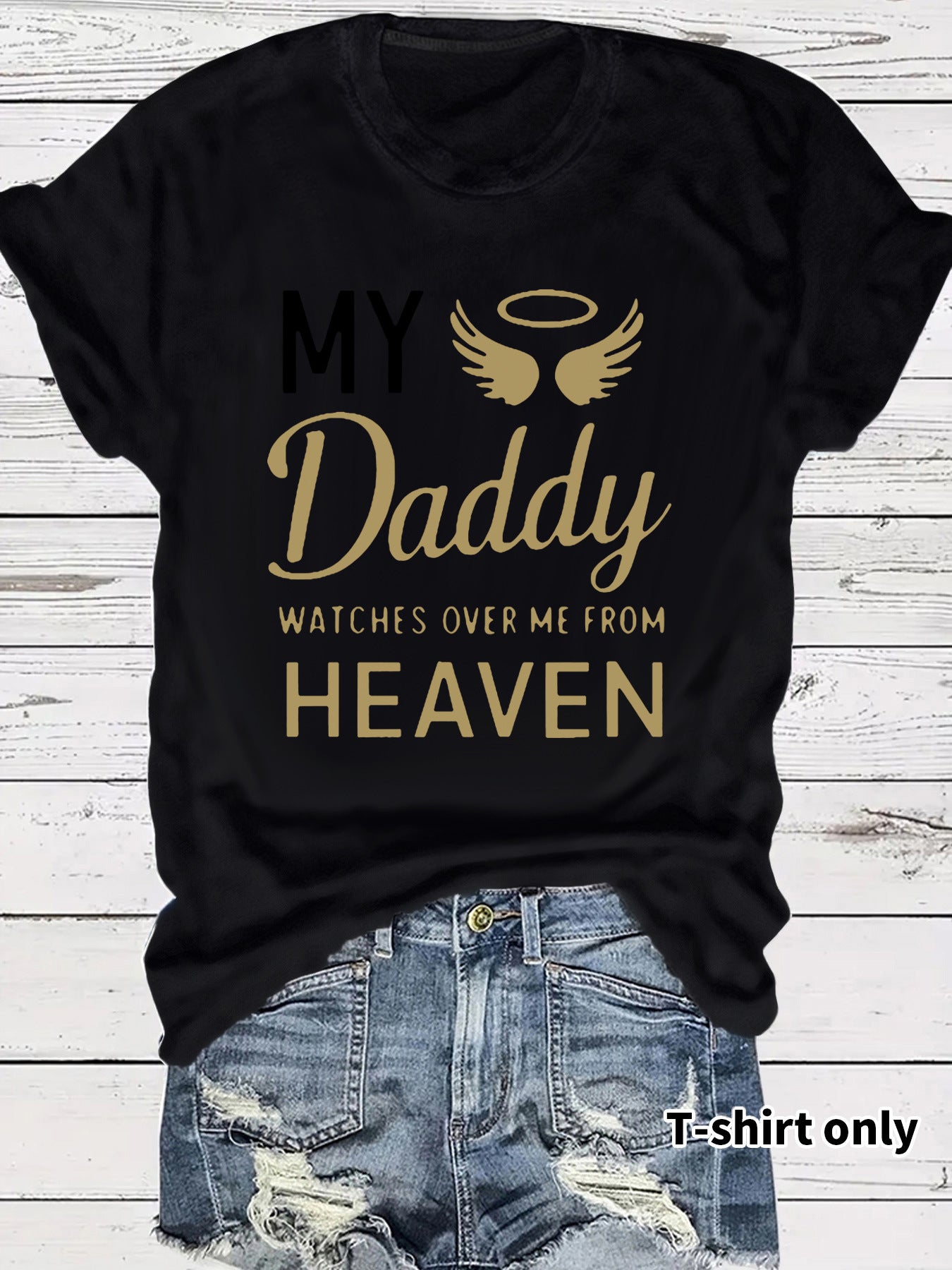 Round neck short sleeved t-shirt with Daddy lettering print