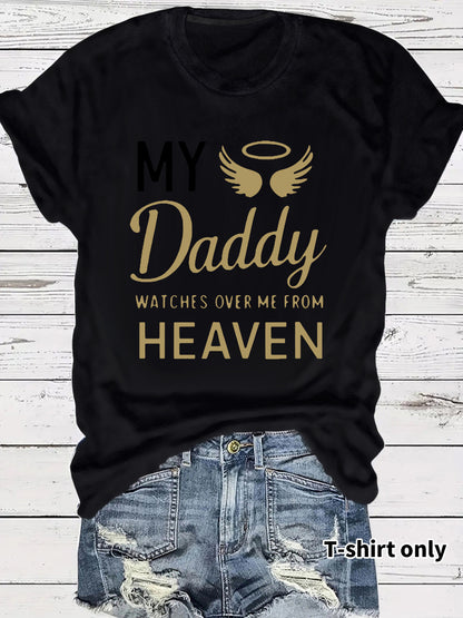 Round neck short sleeved t-shirt with Daddy lettering print
