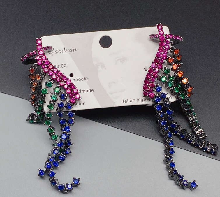 Vintage Rainbow Tassel Earring for Women