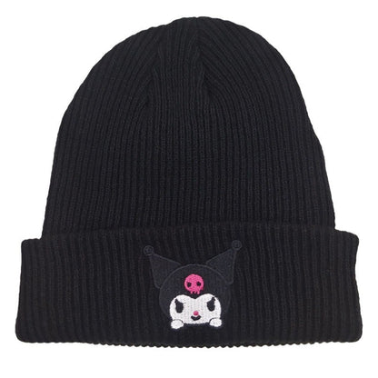 Cute Little Cat Embroidered Knitted Hat European and American Cartoon Cat Woolen Hat Kuromi Warm Hat Couple Pullover Hat
