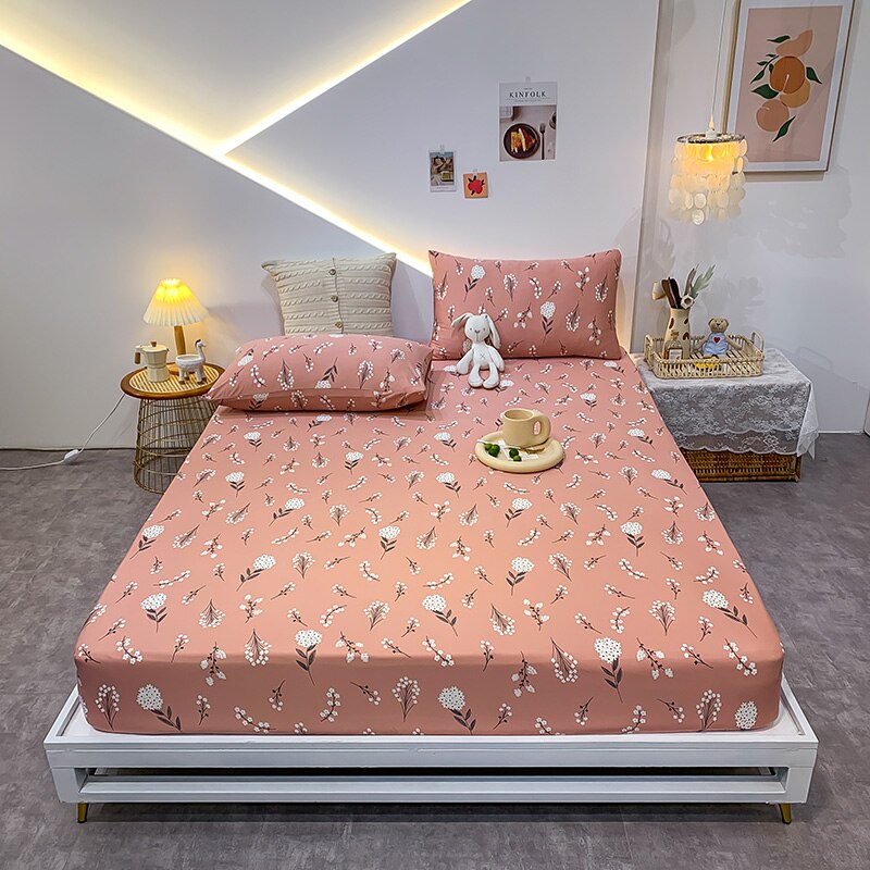 Cotton Elastic Bed Sheet Geometric Printed Fitted Sheet Elastic Bed Linen Mattress Cover Queen King Size bedding set Bedspread