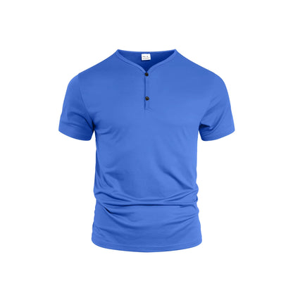 Casual Lightweight Regular Fit Men's Solid Color V-Neck Breathable Moisture-Wicking Short Sleeve T-Shirt