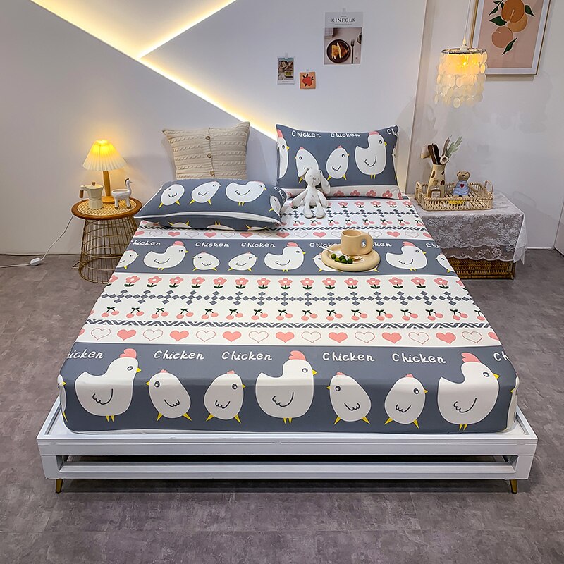 Cotton Elastic Bed Sheet Geometric Printed Fitted Sheet Elastic Bed Linen Mattress Cover Queen King Size bedding set Bedspread