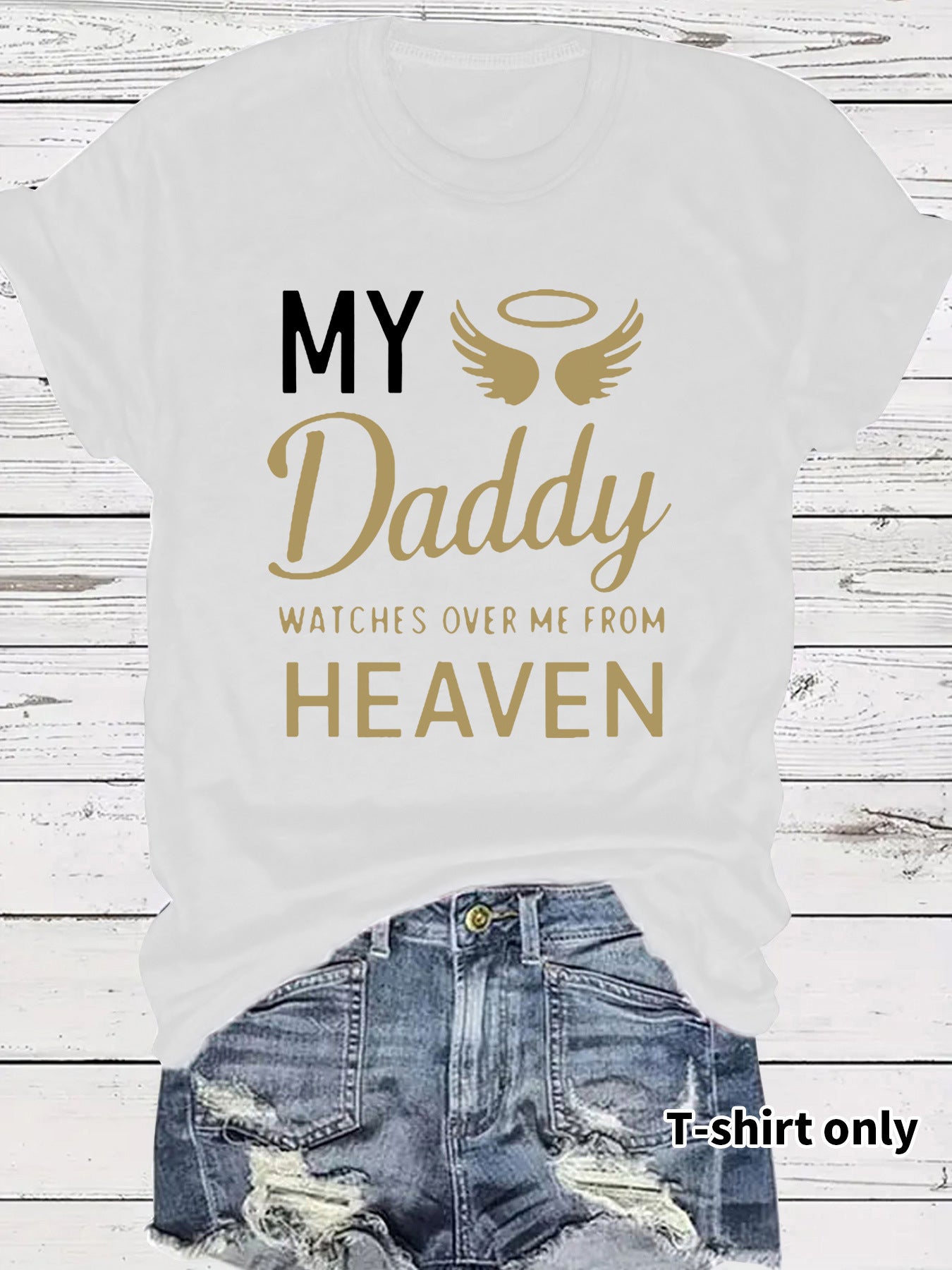 Round neck short sleeved t-shirt with Daddy lettering print