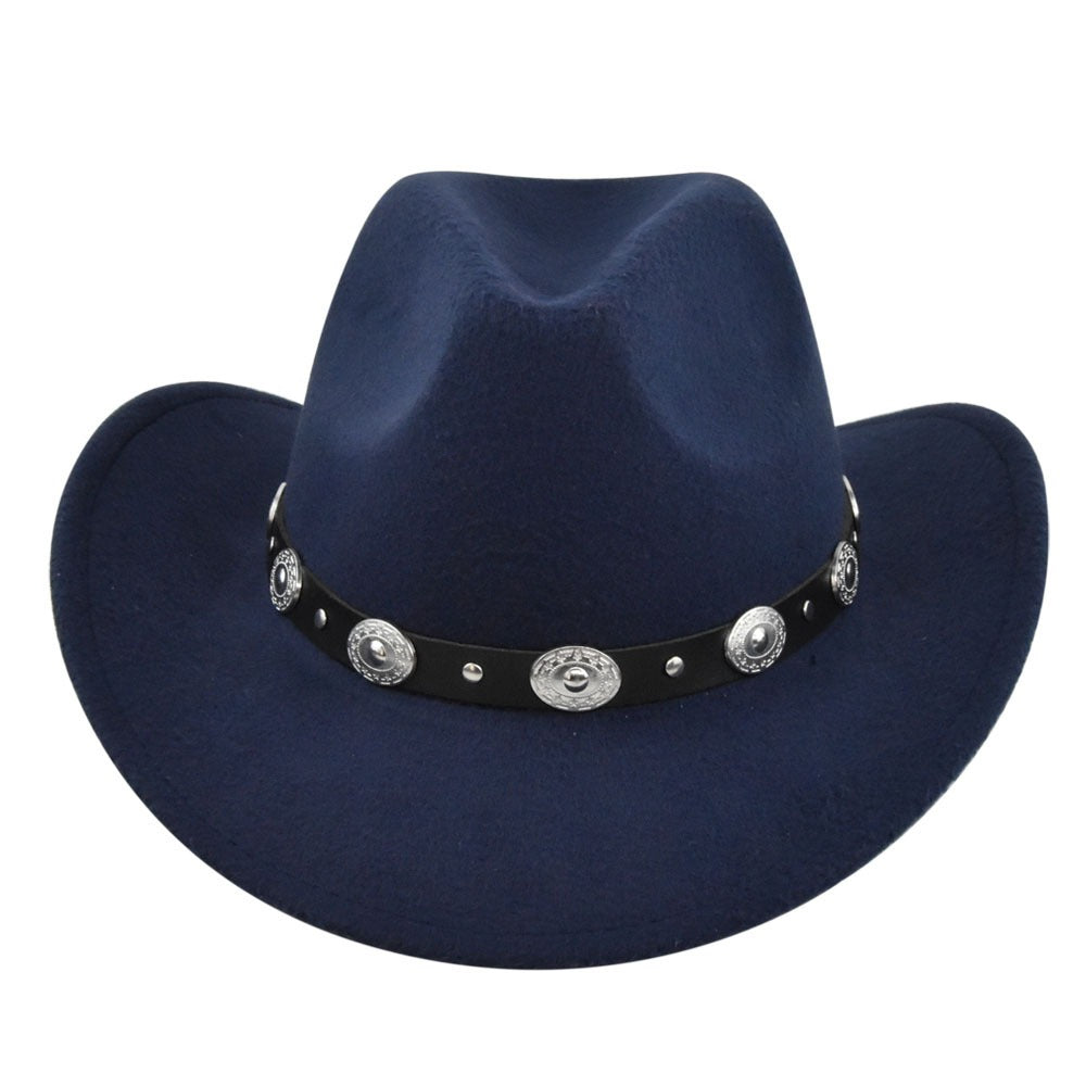 Classic Cowboy Hat Vintage Jazz Hat National Style Fur Top Hat Felt Hat Vintage Imitation Sheep Hat Cowboy Hat