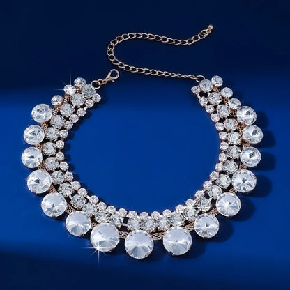 Multilayer Geometric Crystal Choker Necklaces for Women Round Clavicle Chain Necklaces Statements Jewelry