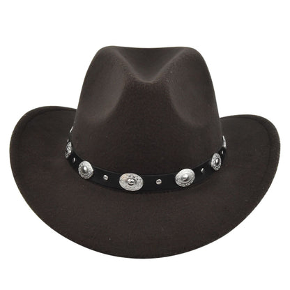 Classic Cowboy Hat Vintage Jazz Hat National Style Fur Top Hat Felt Hat Vintage Imitation Sheep Hat Cowboy Hat