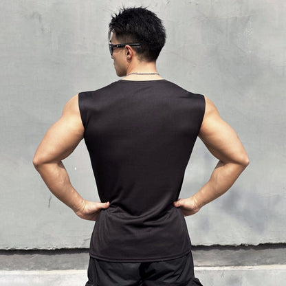 Cotton Dry-Fit Gym Fitness Sleeveless T-Shirt with Print DesignMen's Tank Top for Gaming Accessories