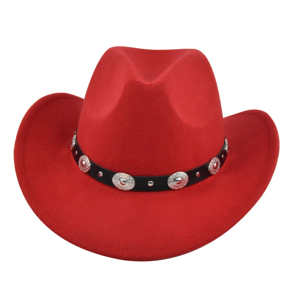 Classic Cowboy Hat Vintage Jazz Hat National Style Fur Top Hat Felt Hat Vintage Imitation Sheep Hat Cowboy Hat
