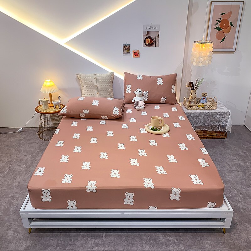 Cotton Elastic Bed Sheet Geometric Printed Fitted Sheet Elastic Bed Linen Mattress Cover Queen King Size bedding set Bedspread