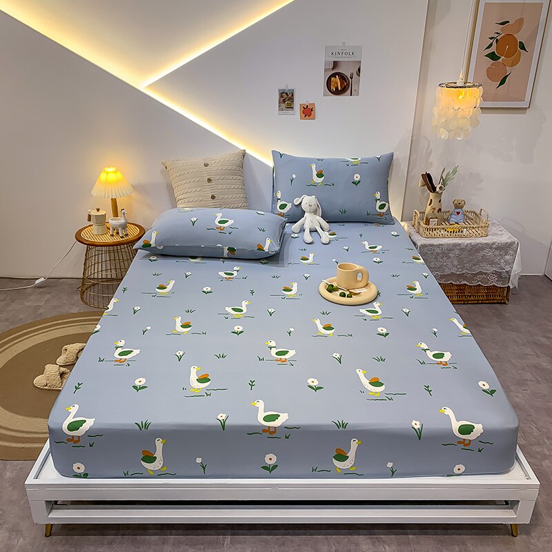 Cotton Elastic Bed Sheet Geometric Printed Fitted Sheet Elastic Bed Linen Mattress Cover Queen King Size bedding set Bedspread