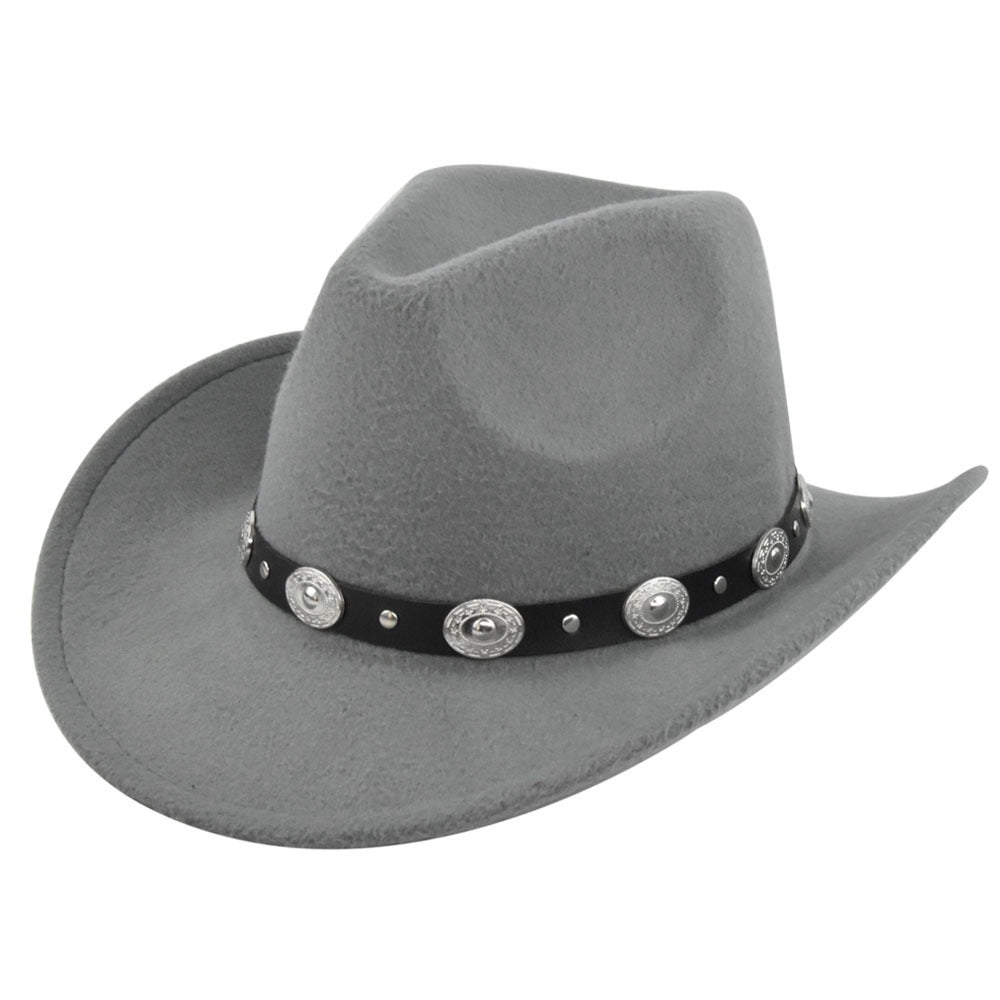 Classic Cowboy Hat Vintage Jazz Hat National Style Fur Top Hat Felt Hat Vintage Imitation Sheep Hat Cowboy Hat