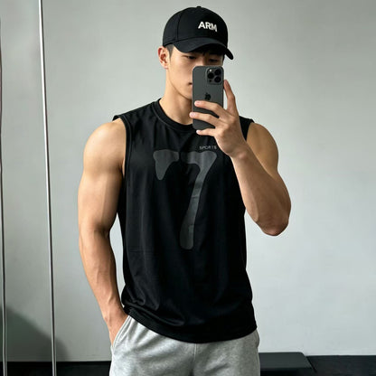 Summer Men's Quick-Dry Fitness Sleeveless Vest, Breathable Sport Tank Top, Muscular Training Streetwear, Loose Moisture-Wicking Workout Shirt