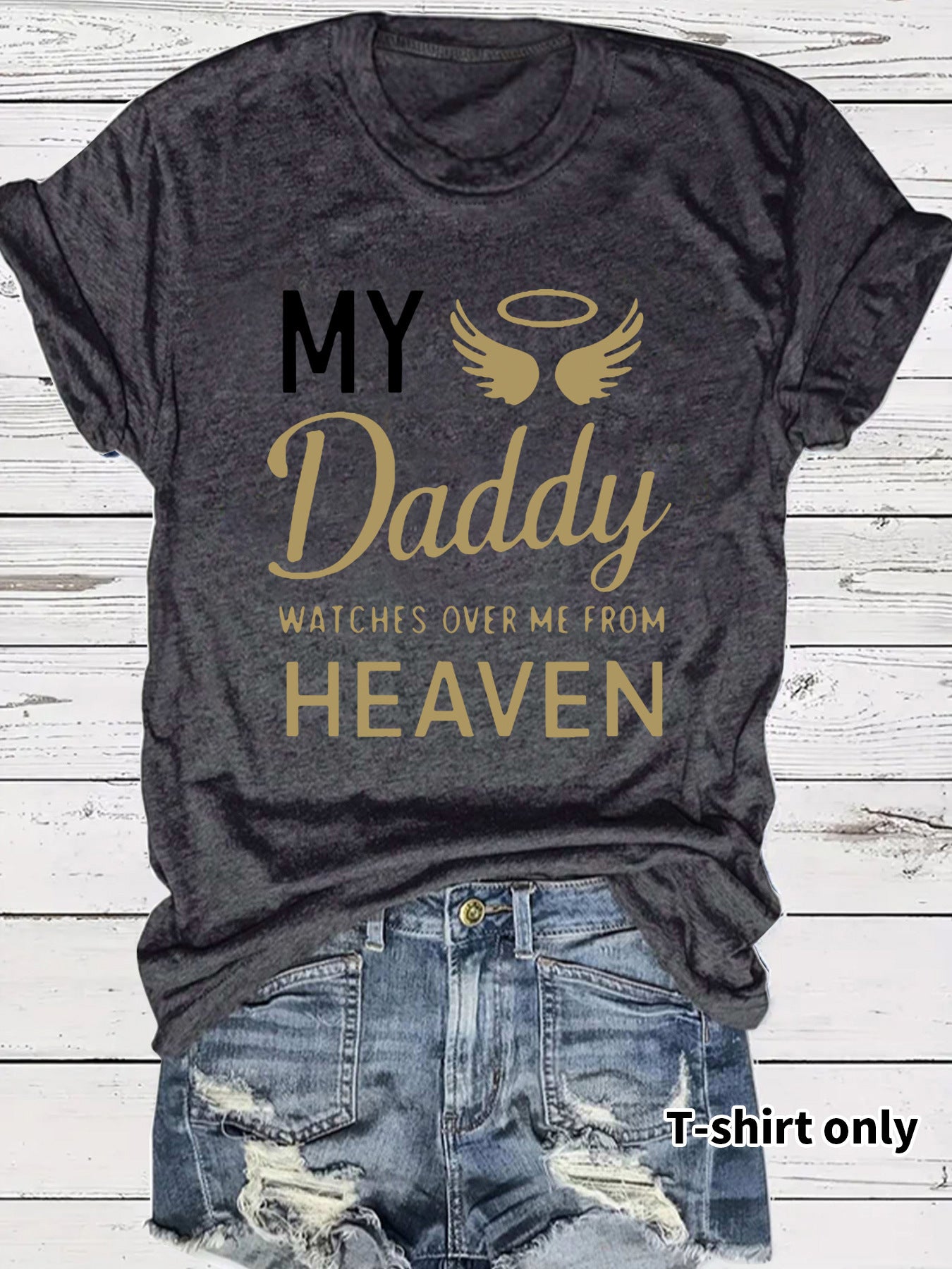 Round neck short sleeved t-shirt with Daddy lettering print