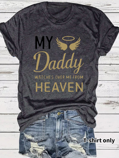 Round neck short sleeved t-shirt with Daddy lettering print