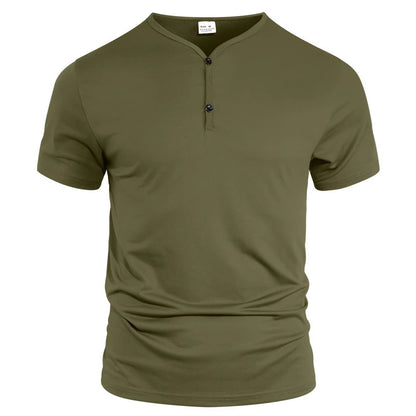 Casual Lightweight Regular Fit Men's Solid Color V-Neck Breathable Moisture-Wicking Short Sleeve T-Shirt