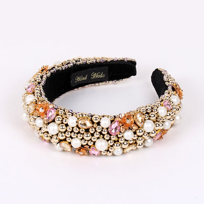 Beaded Hair Hoop Female Baroque Sponge Hair Hoop Hair Accessories New Headwear Head Hoop
