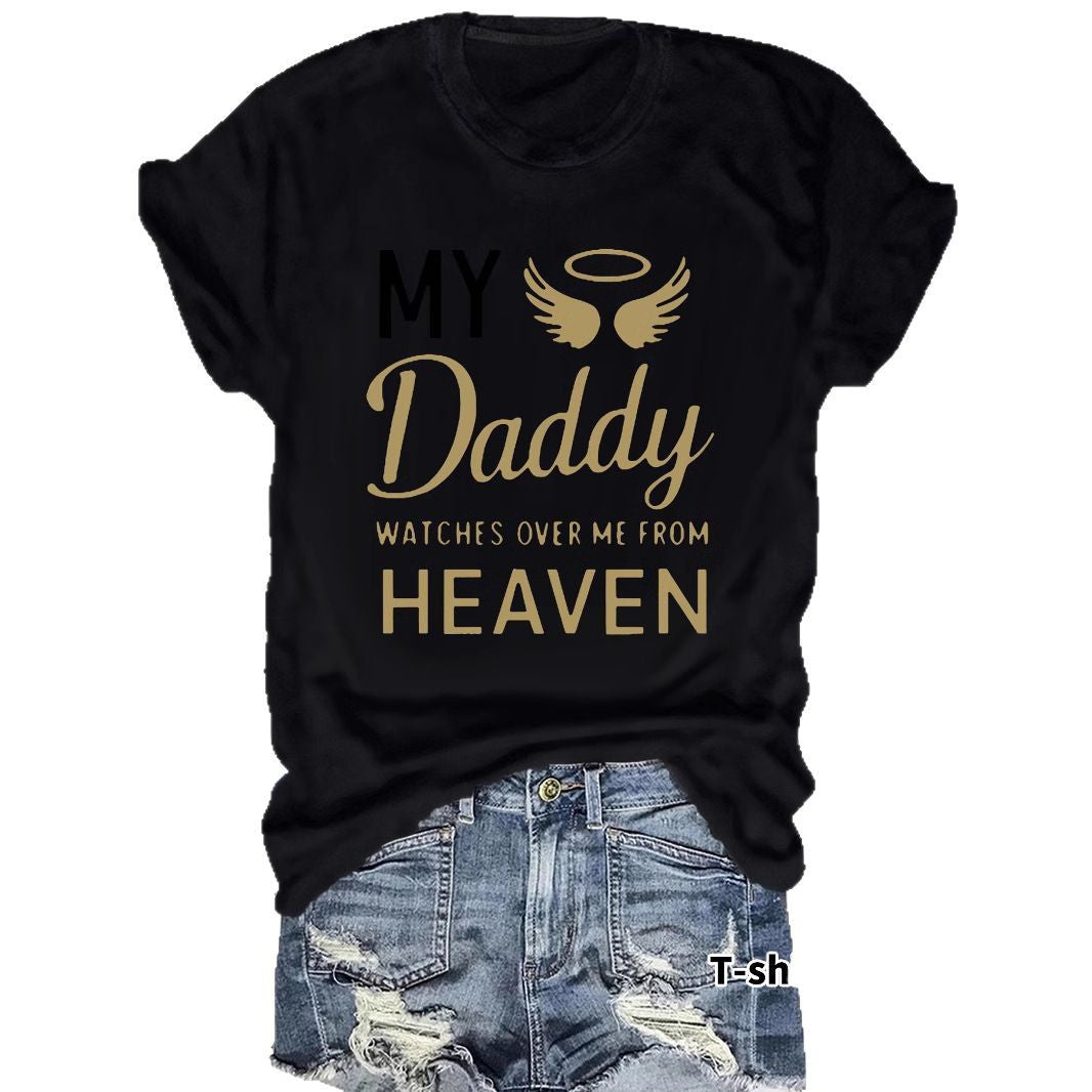 Round neck short sleeved t-shirt with Daddy lettering print