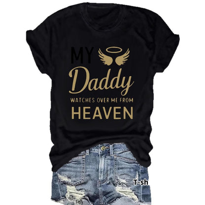 Round neck short sleeved t-shirt with Daddy lettering print