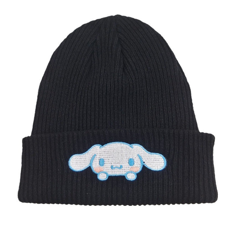 Cute Little Cat Embroidered Knitted Hat European and American Cartoon Cat Woolen Hat Kuromi Warm Hat Couple Pullover Hat