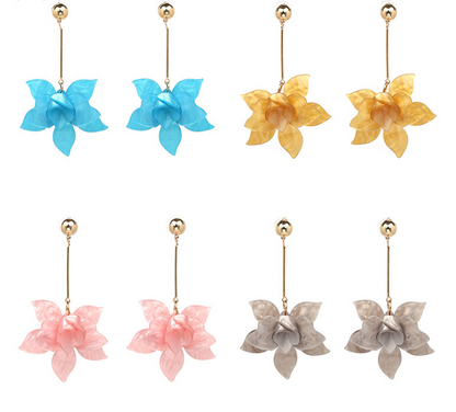 Fashion Jewelry Resin Plant Flowers Drop Earrings for Womens Glod Alloy Long Tassel Earring Brincos Trendy Accessories