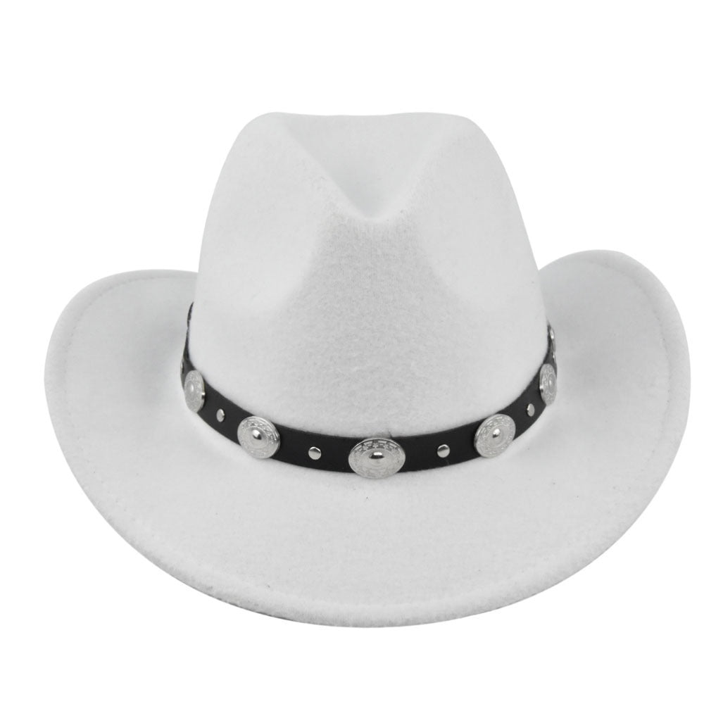 Classic Cowboy Hat Vintage Jazz Hat National Style Fur Top Hat Felt Hat Vintage Imitation Sheep Hat Cowboy Hat