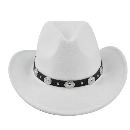 Classic Cowboy Hat Vintage Jazz Hat National Style Fur Top Hat Felt Hat Vintage Imitation Sheep Hat Cowboy Hat