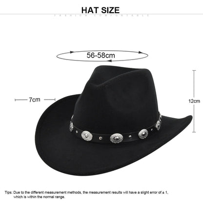 Classic Cowboy Hat Vintage Jazz Hat National Style Fur Top Hat Felt Hat Vintage Imitation Sheep Hat Cowboy Hat