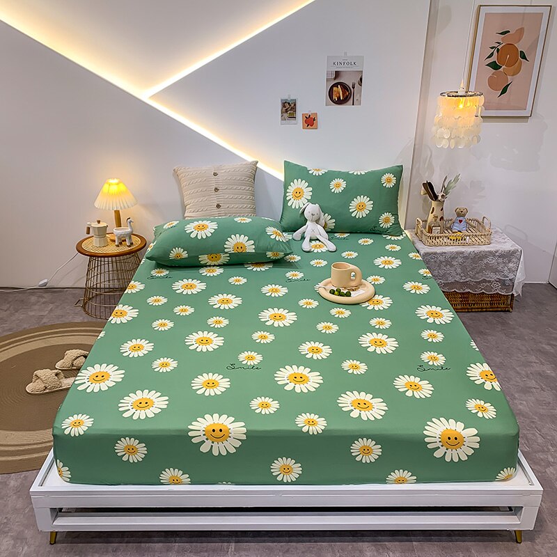 Cotton Elastic Bed Sheet Geometric Printed Fitted Sheet Elastic Bed Linen Mattress Cover Queen King Size bedding set Bedspread