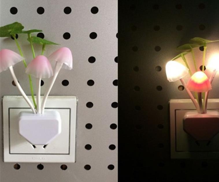 Mushroom Lamp Fungus Night Light EU & US Plug Light Sensor AC110V 220V 3 LED Colorful Mushroom Lamp Led Night